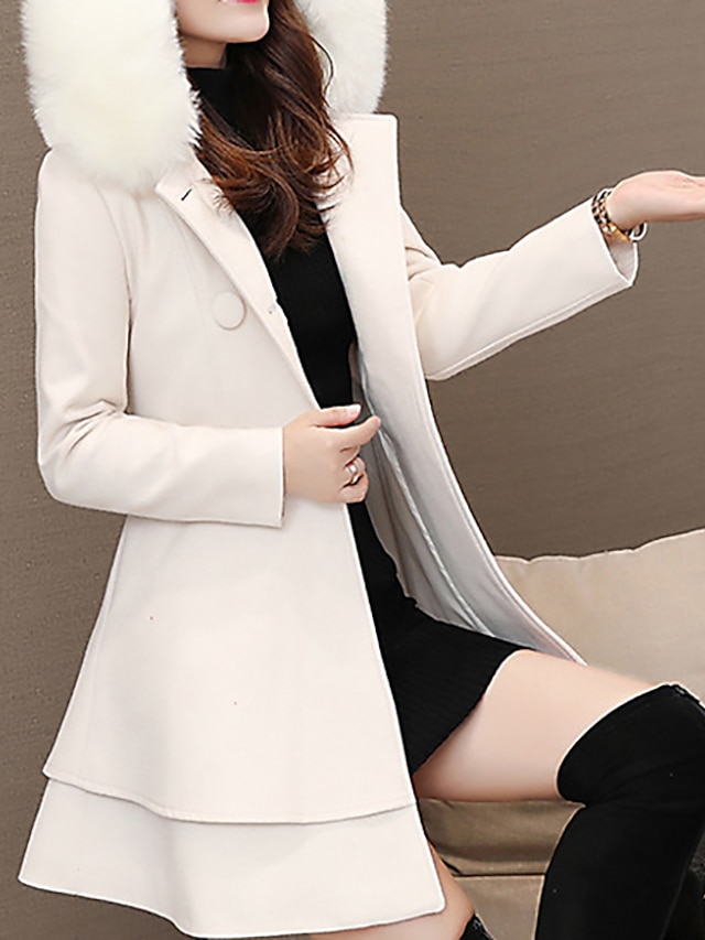 Womens Clothing Womens Outerwear | Womens Coat Daily Valentines Day Fall Winter Long Coat Regular Fit Warm Casual Jacket Long Sl