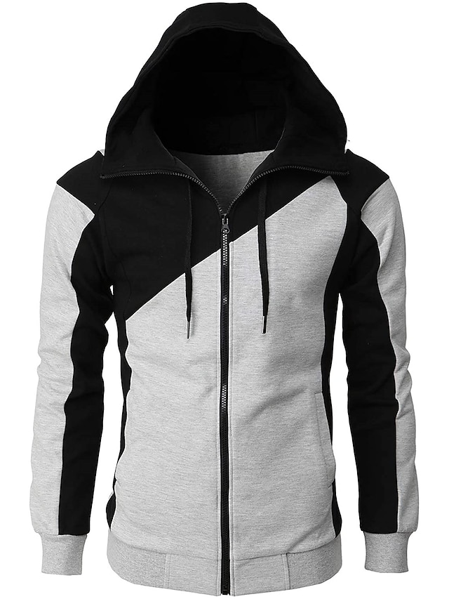 Mens Clothing Mens Hoodies & Sweatshirts | Mens Hoodie Color Block Hooded Basic Hoodies Sweatshirts Long Sleeve White Black Wine