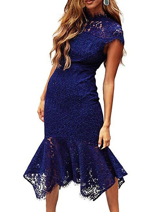 Womens Clothing Womens Dresses | Womens Trumpet / Mermaid Dress Knee Length Dress Black Purple Wine Dark Blue Sleeveless Floral 