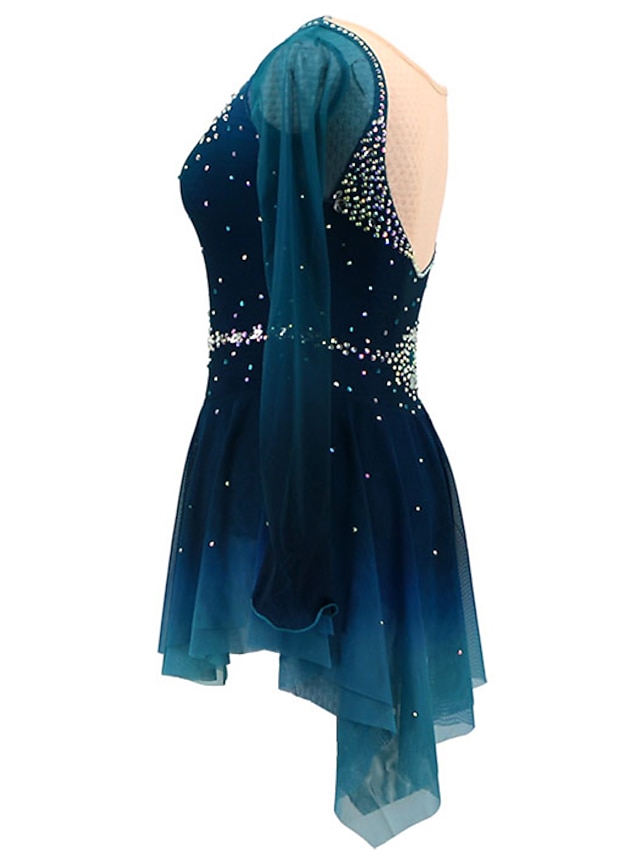 LIUHUO Eiskunstlaufkleid Für Mädchen & Damen – Mit Kristallen, Für Wettbewerb & Tanz, Elegant