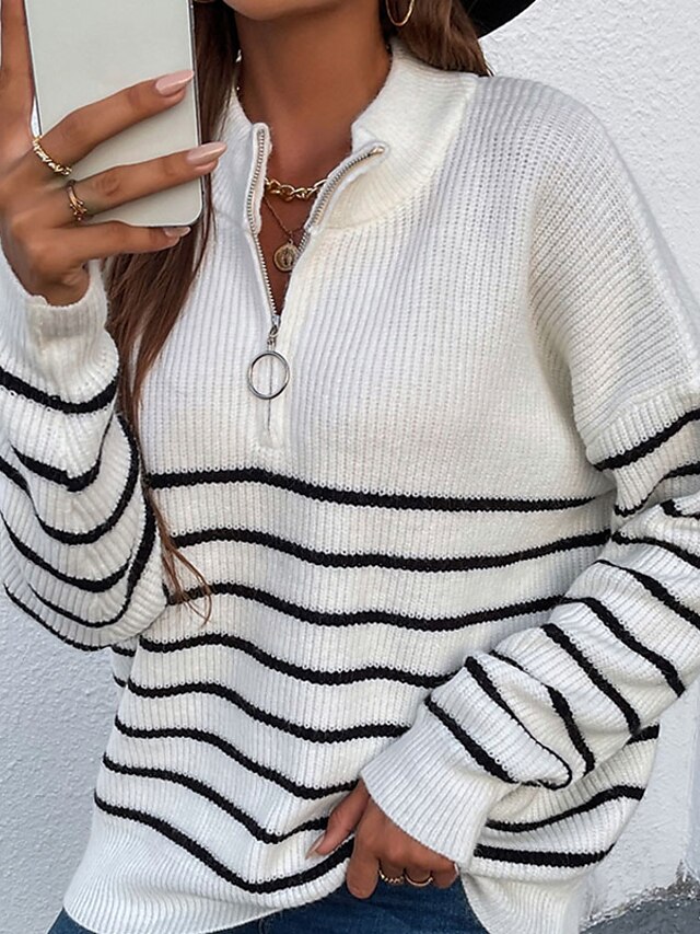 Womens Clothing Sweaters & Cardigans | Womens Pullover Sweater Jumper Knit Knitted Striped Turtleneck Stylish Daily Fall Winter 