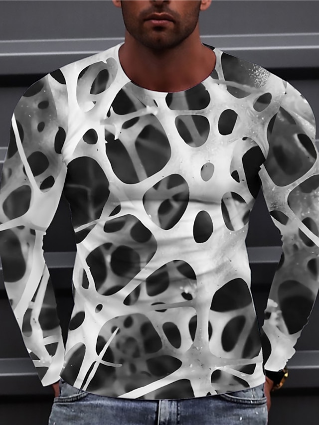  Férfi Uniszex Póló Mértani Grafikai nyomatok Terített nyak Fehér Sárga Rubin Medence Bíbor 3D nyomtatás Napi Szabadság Hosszú ujj Nyomtatott Ruházat Dizájn Alkalmi Nagy és magas