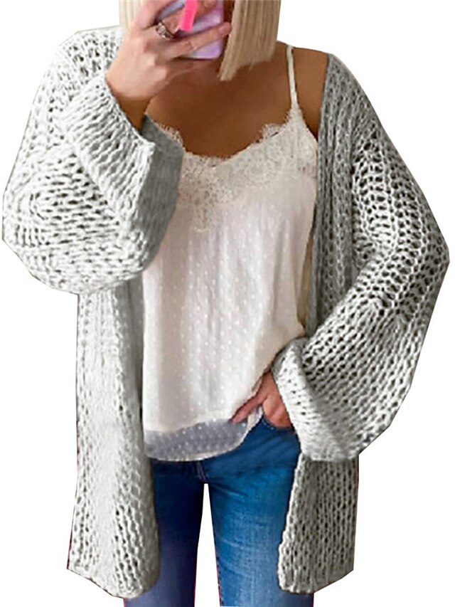 knit lantern sleeve casual cardigan