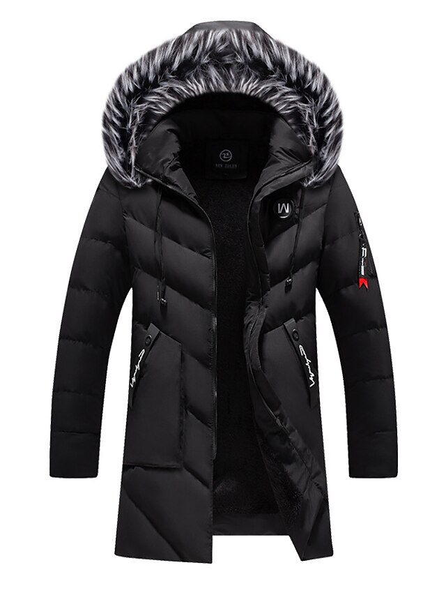 New Mens Casual Puffer Jacket Hooded Long Padded Black Winter Parka Warm Coats 