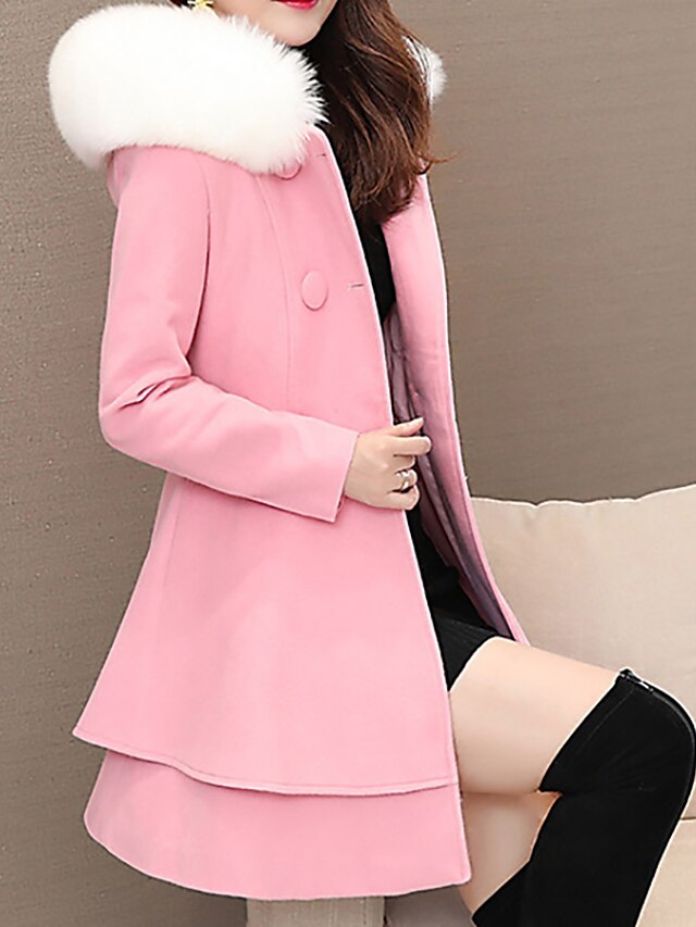 Womens Clothing Womens Outerwear | Womens Coat Daily Valentines Day Fall Winter Long Coat Regular Fit Warm Casual Jacket Long Sl