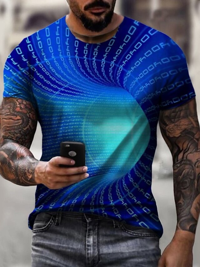 Men's Graphic Optical Illusion 3D T shirt Short Sleeve T shirt 3D Print ...