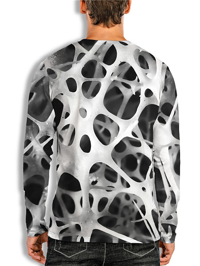  Herre Unisex T skjorte Geometrisk Grafiske trykk Crew-hals Hvit Gul Rød Blå Lilla 3D-utskrift Daglig Ferie Langermet Trykt mønster Klær Designer Fritid Stor og høy