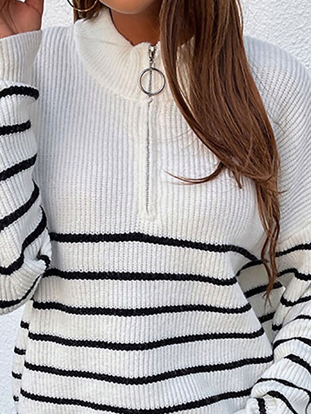 Womens Clothing Sweaters & Cardigans | Womens Pullover Sweater Jumper Knit Knitted Striped Turtleneck Stylish Daily Fall Winter 