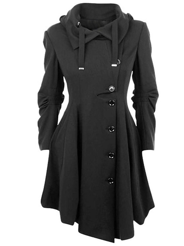 Womens Clothing Womens Outerwear | Womens Trench Coat Coat Halloween Daily Valentines Day Fall Winter Long Coat Regular Fit Warm