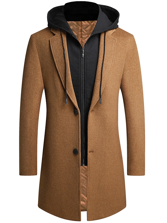  Homens Casaco de inverno Casaco de lã Casaco Casaco impermeável Ao ar livre Rua Primavera Outono Inverno Poliéster Térmico / Quente Manter Quente agasalhos Roupa Negócio Casual Tecido Bolsos Lapela