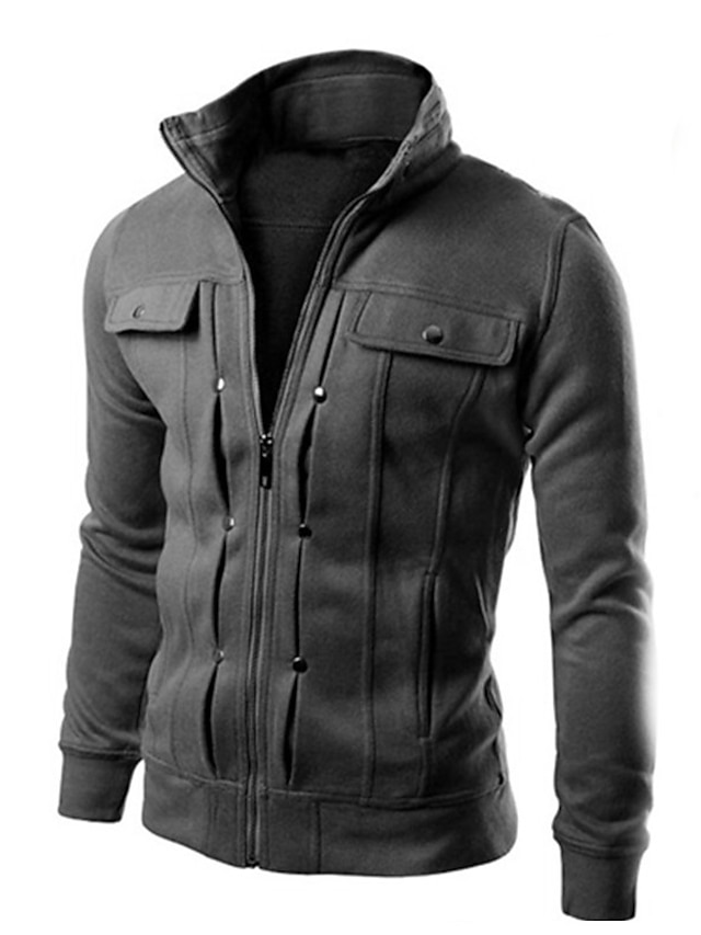 Mens Clothing Mens Outerwear | Mens Jacket Sport Daily Fall Spring Regular Coat Zipper Turndown Loose Windproof Warm Sporty Casu