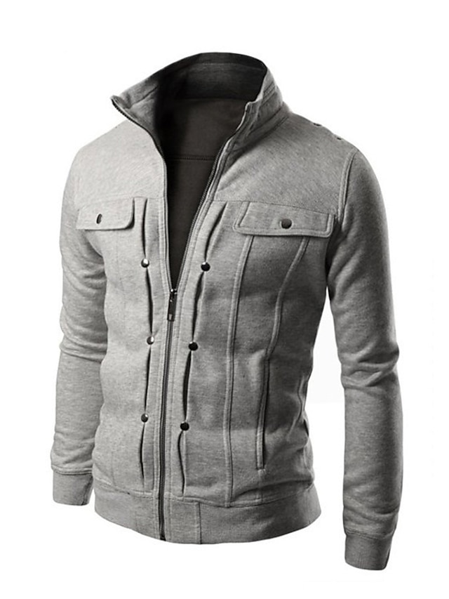 Mens Clothing Mens Outerwear | Mens Jacket Sport Daily Fall Spring Regular Coat Zipper Turndown Loose Windproof Warm Sporty Casu