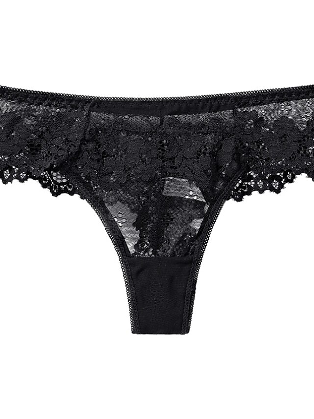 Women's Mesh Lace Basic Fashion Lace Pure Color Sexy Panties Basic ...