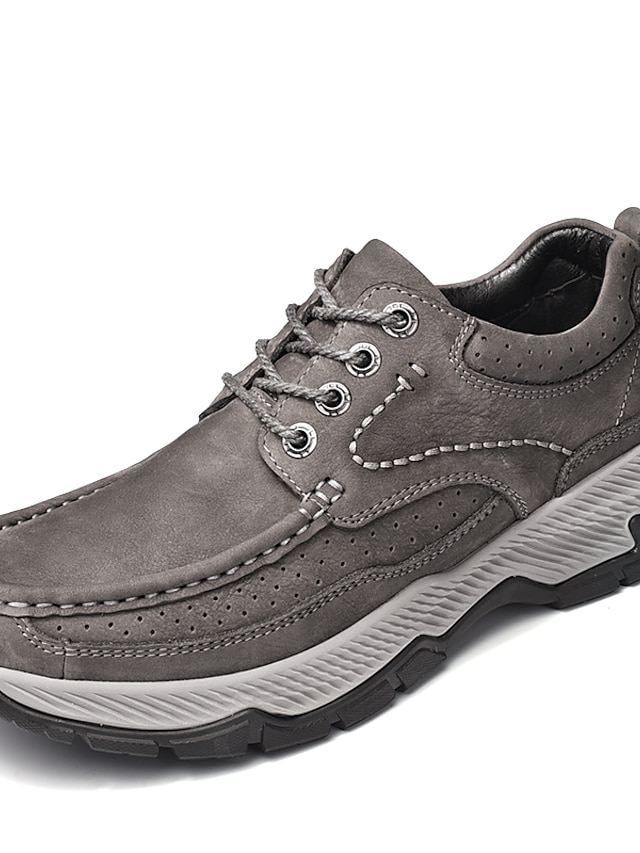  Men's Oxfords Sporty Look Casual Daily Walking Shoes Cowhide Breathable Booties / Ankle Boots Black Gray Fall Spring
