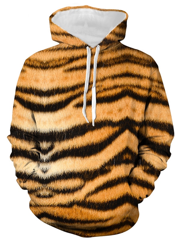 Mens Clothing Mens Hoodies & Sweatshirts | Mens Hoodie Giraffe Tiger Animal Hooded Halloween Casual Daily 3D Print Casual Big an