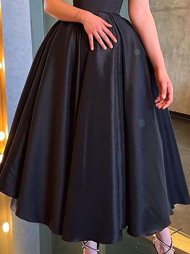 Womens Clothing Womens Dresses | Womens Swing Dress Maxi long Dress Black Short Sleeve Solid Color Ruched Fall Winter Off Should