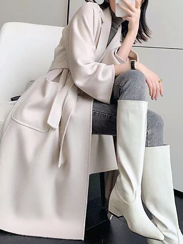 Womens Clothing Womens Outerwear | Womens Coat Daily Fall Winter Long Coat Loose Warm Casual Jacket Long Sleeve Solid Color Quil