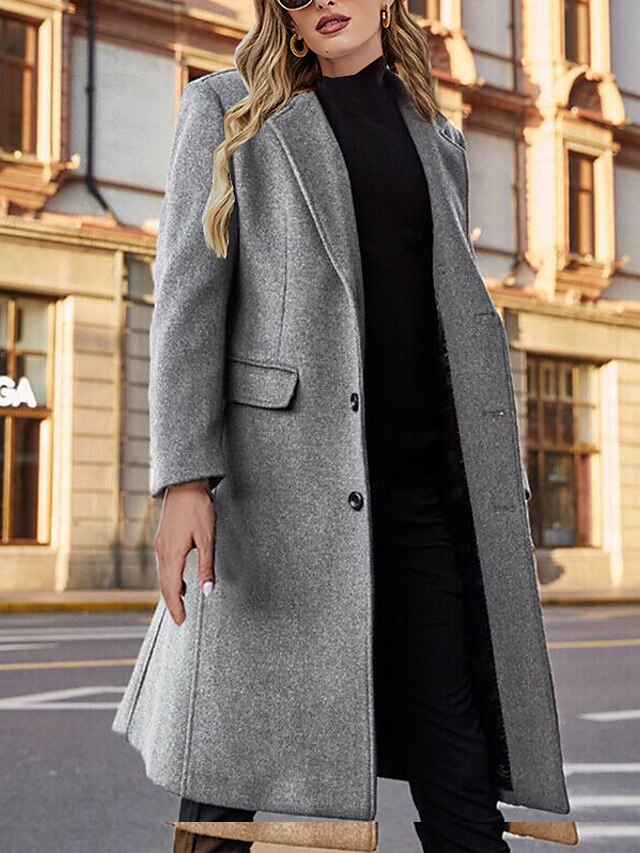 Womens Clothing Womens Outerwear | Womens Coat Casual Daily Holiday Fall Winter Long Coat Regular Fit Warm Elegant Jacket Long S