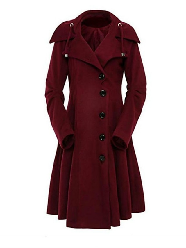 Womens Clothing Womens Outerwear | Womens Trench Coat Coat Halloween Daily Valentines Day Fall Winter Long Coat Regular Fit Warm