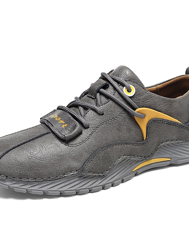  Men's Trainers Athletic Shoes Daily Cowhide Non-slipping Almond Gray Fall Spring