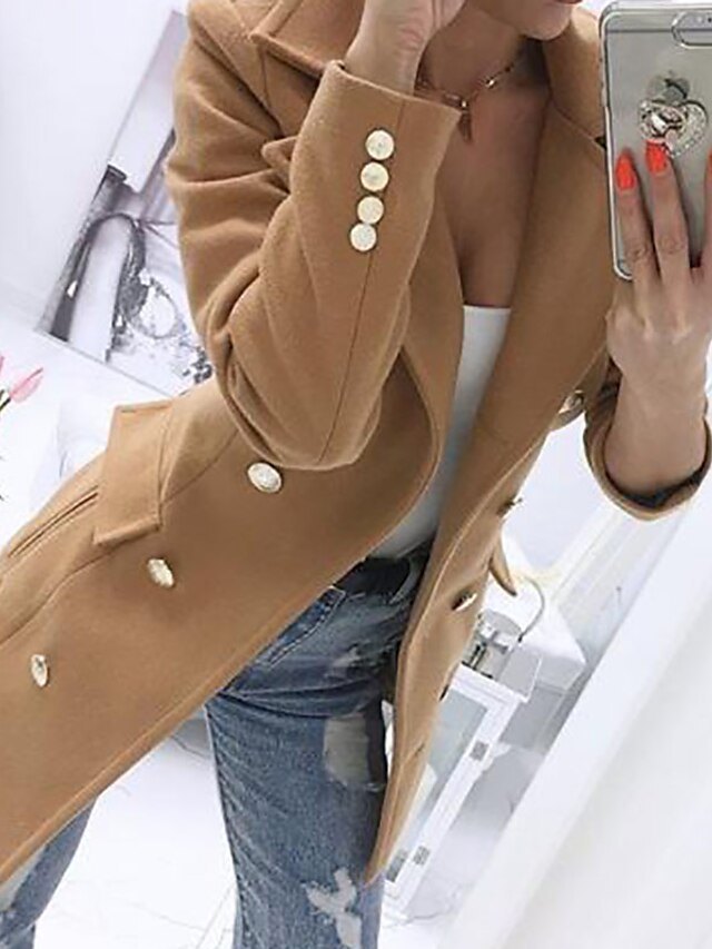 Womens Clothing Womens Outerwear | Womens Coat Daily Fall Long Coat Regular Fit Warm Casual St. Patricks Day Jacket Long Sleeve 