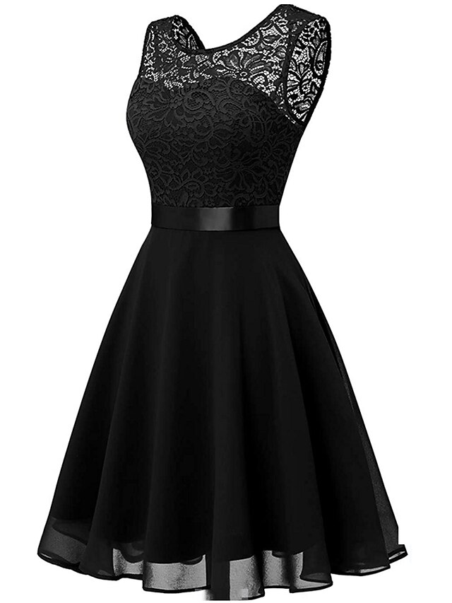 Women‘s Party Dress Lace Dress Knee Length Dress Pink Red Wine Dark ...