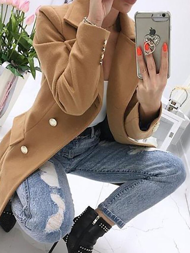 Womens Clothing Womens Outerwear | Womens Coat Daily Fall Long Coat Regular Fit Warm Casual St. Patricks Day Jacket Long Sleeve 