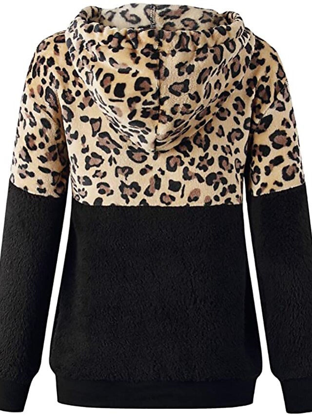 Baby & Kids Girls Clothing | Kids Girls Hoodie Long Sleeve Color Block Leopard Pocket Khaki Children Tops Fall Winter Fashion Da