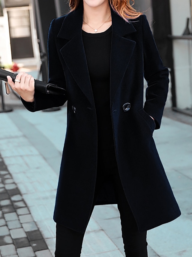 Womens Clothing Womens Outerwear | Womens Coat Casual Daily Valentines Day Fall Winter Long Coat V Neck Regular Fit Warm Casual 