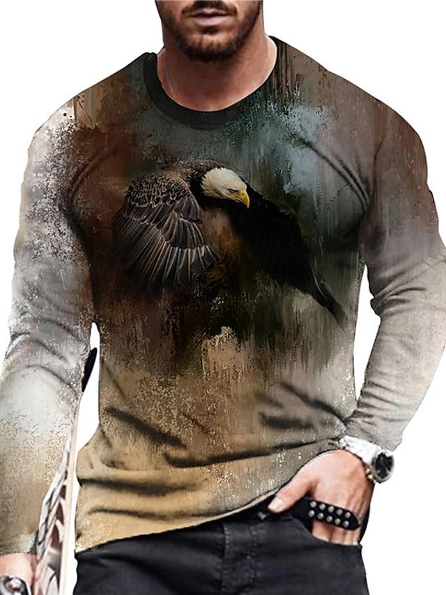 Mens Clothing Mens Tees & Tank Tops | Mens Unisex Tee T shirt Tee Shirt 3D Print Graphic Prints Eagle Crew Neck Daily Holiday Pr