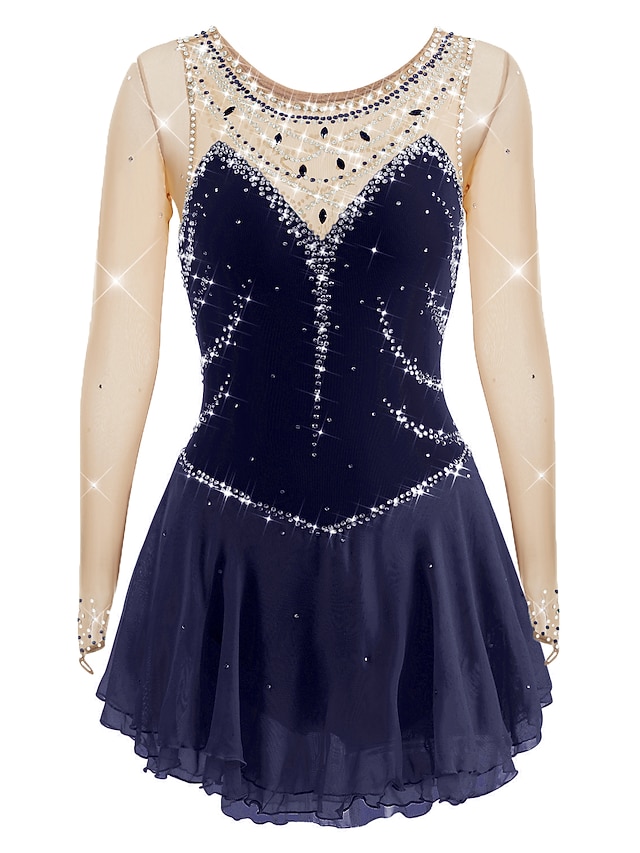 Robe de Patinage Artistique Femme Fille Patinage Robes Tenue Violet