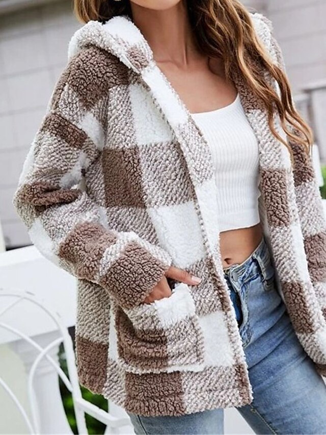 Womens Clothing Womens Outerwear | Womens Jacket Teddy Coat Sherpa jacket Fleece Jacket Street Daily Going out Fall Winter Regul