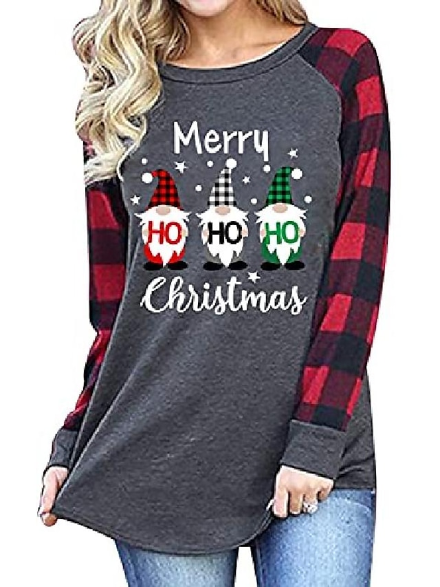 Christmas Gnome Shirts for Women Holiday Graphic T-Shirt Merry Christmas Letter Print Casual Short Sleeve Tee Top Blouse