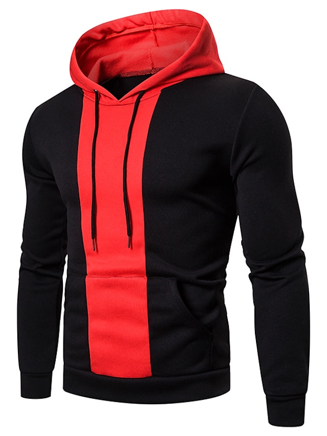 Mens Clothing Mens Hoodies & Sweatshirts | Mens Pullover Hoodie Sweatshirt Color Block Lace up Hooded Casual Daily Holiday Sport