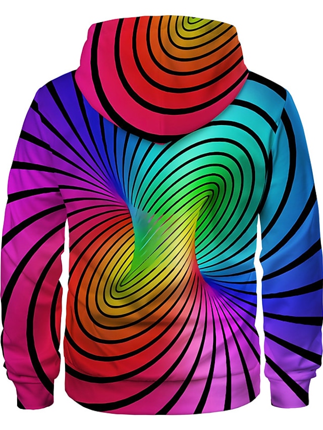 Mens Clothing Mens Hoodies & Sweatshirts | Mens Unisex Pullover Hoodie Sweatshirt Stripes Optical Illusion Graphic Prints Print 