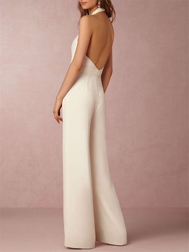 Hall Casual Wedding Dresses Floor Length Jumpsuits Long Sleeve
