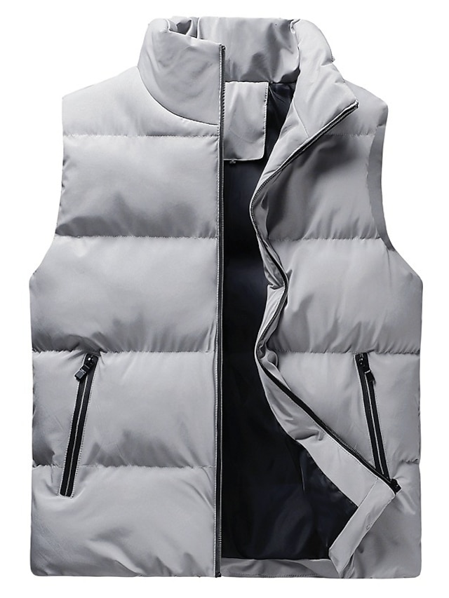 Men's Puffer Vest Gilet Quilted Vest Cardigan Outdoor Street Daily ...