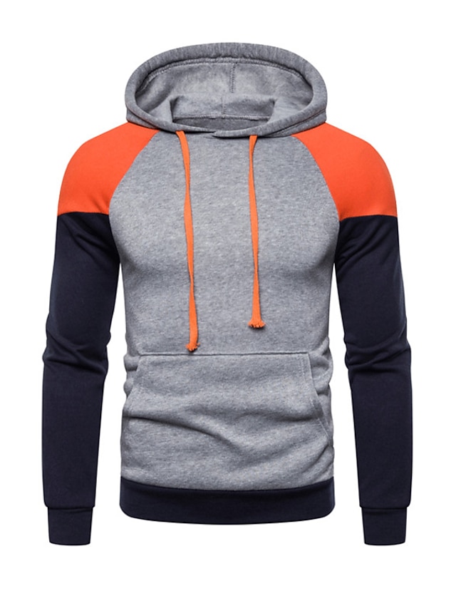 Mens Clothing Mens Hoodies & Sweatshirts | Mens Pullover Hoodie Sweatshirt Color Block Patchwork Hooded Casual Daily Holiday Spo