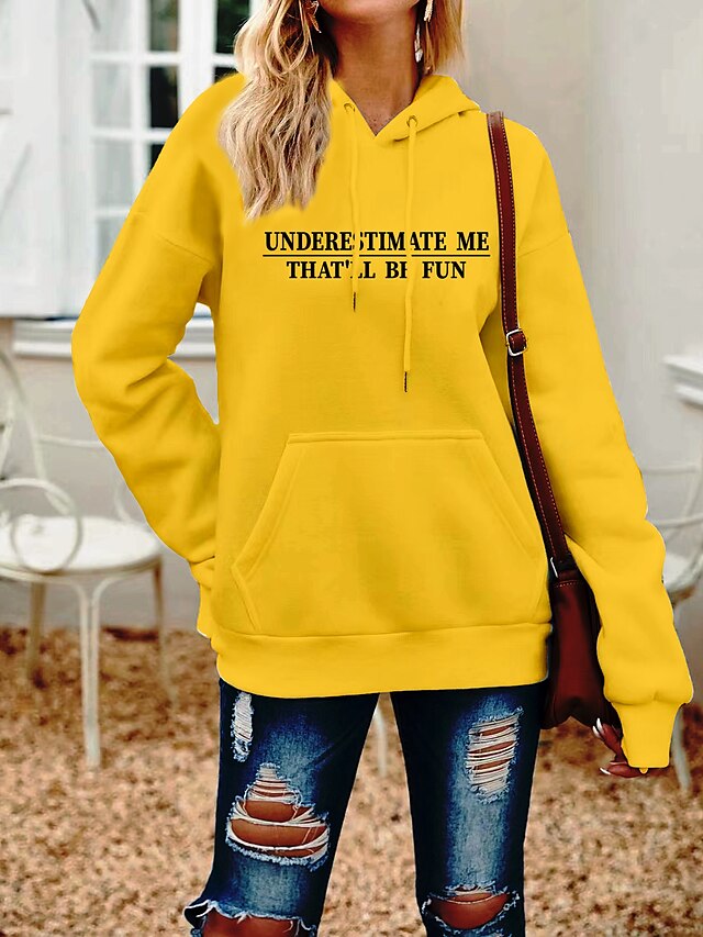 Womens Clothing Womens Tops | Womens Hoodie Sweatshirt Text Brown Monograms Front Pocket Casual Sports Weekend Hot Stamping Acti