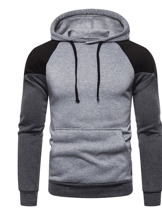 Mens Clothing Mens Hoodies & Sweatshirts | Mens Pullover Hoodie Sweatshirt Color Block Patchwork Hooded Casual Daily Holiday Spo