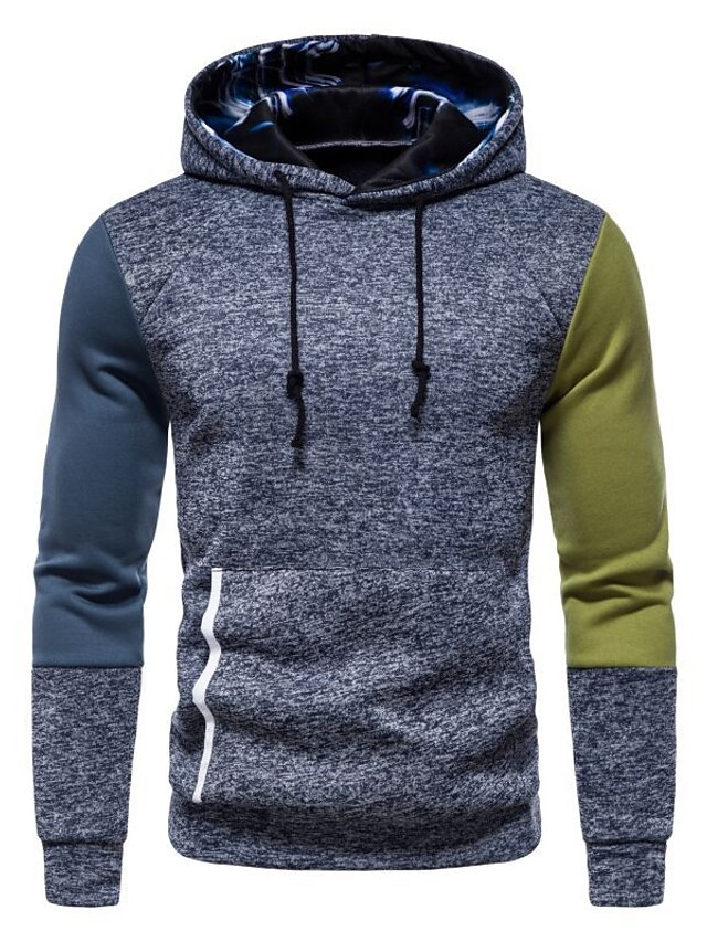 Mens Clothing Mens Hoodies & Sweatshirts | Mens Pullover Hoodie Sweatshirt Color Block Lace up Hooded Casual Daily Holiday Sport