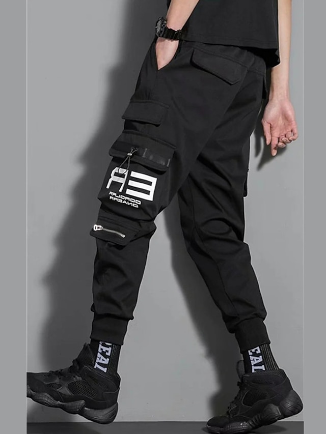 Mens Clothing Mens Bottoms | Mens Streetwear Cargo Joggers Teenager SportyAnkle Length Trousers Jogger Pants With Multi-Pockets 