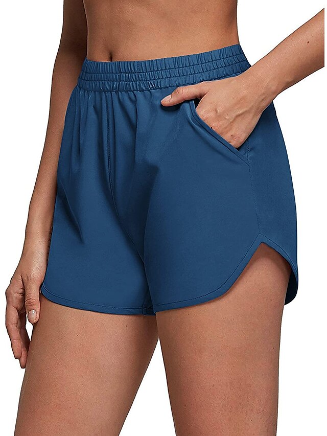 Womens Clothing Womens Bottoms | Womens Simple Casual Shorts Pocket Elastic Waist Short Pants Sports Weekend Micro-elastic Plain