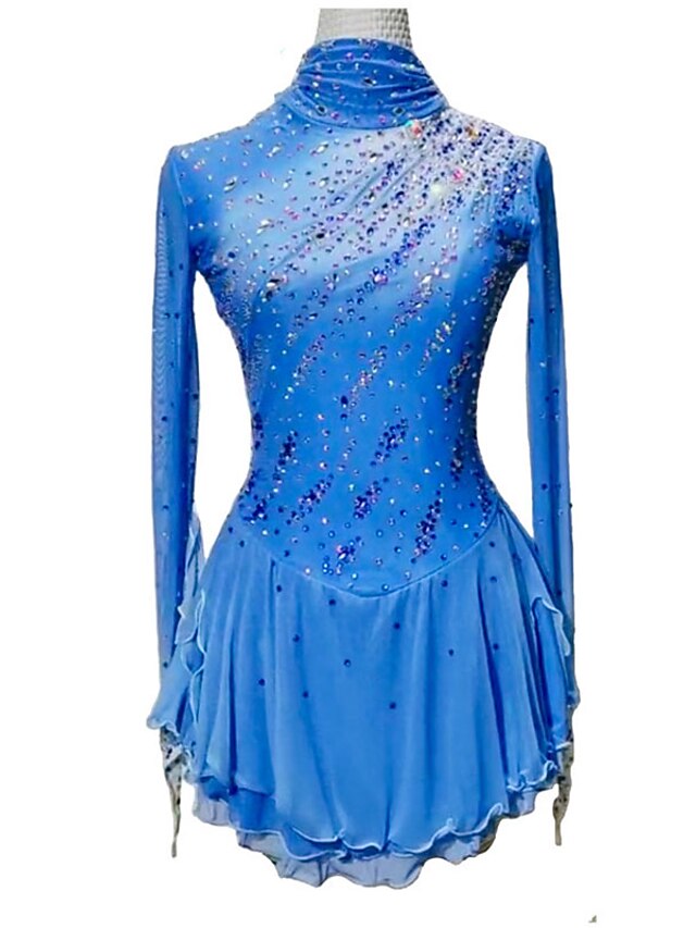 Sports & Outdoors Ice Skating | Figure Skating Dress Womens Girls Ice Skating Dress Outfits Violet Blue Spandex High Elasticity 