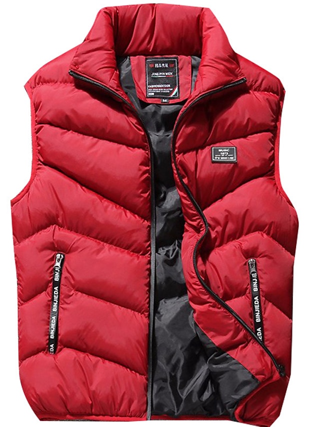 Men's Puffer Vest Gilet Quilted Vest Cardigan Outdoor Street Daily ...