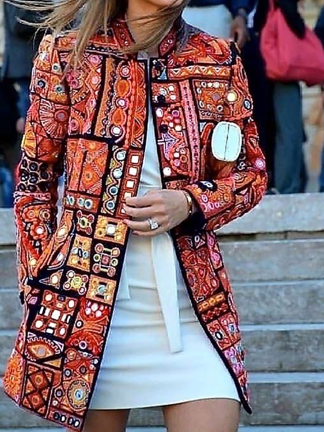 Mujer Chaqueta Diario San Valentín Otoño Largo Abrigo Escote Chino Ajuste  regular Mantiene abrigado Casual Chaquetas Manga Larga Estampado Estampado  Azul Piscina Rojo 8780711 2021 – $39.29