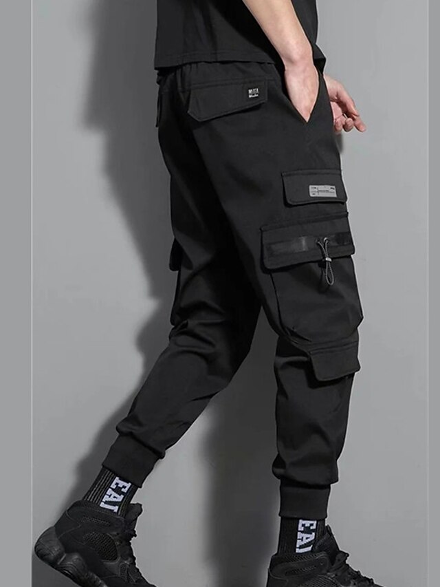 Mens Clothing Mens Bottoms | Mens Streetwear Cargo Joggers Teenager SportyAnkle Length Trousers Jogger Pants With Multi-Pockets 