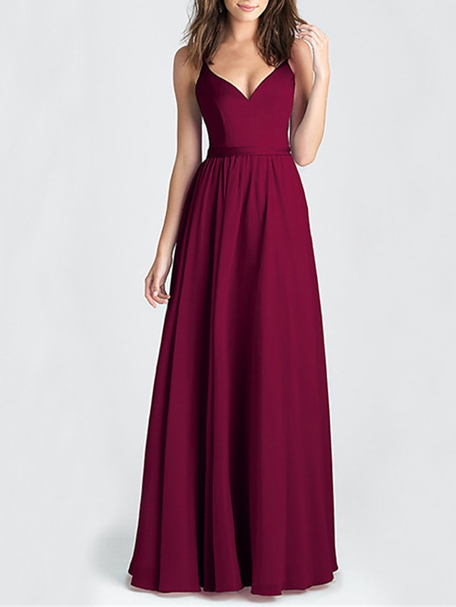 Womens Clothing Womens Dresses | Womens A Line Dress Maxi long Dress Blue Black Pink Wine Red Sleeveless Solid Color Ruched Fall