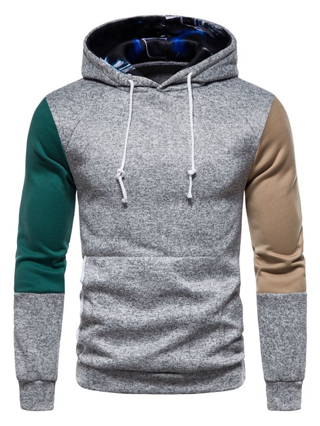 Mens Clothing Mens Hoodies & Sweatshirts | Mens Pullover Hoodie Sweatshirt Color Block Lace up Hooded Casual Daily Holiday Sport