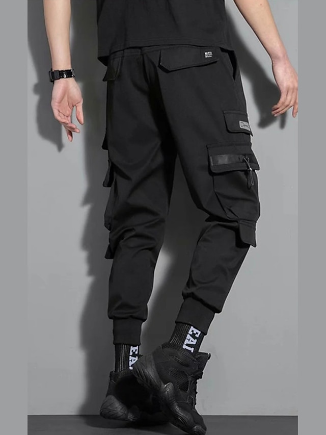 Mens Clothing Mens Bottoms | Mens Streetwear Cargo Joggers Teenager SportyAnkle Length Trousers Jogger Pants With Multi-Pockets 